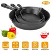 3Pcs Pre-Seasoned Cast Iron Skillet Set 6/8/10in Non-Stick Oven Safe Cookware