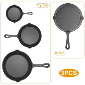 3Pcs Pre-Seasoned Cast Iron Skillet Set 6/8/10in Non-Stick Oven Safe Cookware