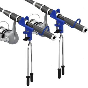 2Pcs Fishing Rod Holders For Bank Fishing 360° Omni-Directional Stainless Steel Detachable Fishing Pole Holders for Ground Beach Sand Stand Summer Fi