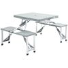 Outsunny Folding Picnic Table with Seats and Umbrella Hole, Portable Camping Chairs Set, 4-Seat, Aluminum Frame, Gray